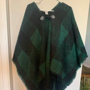 Black & Green Buffalo Check Poncho